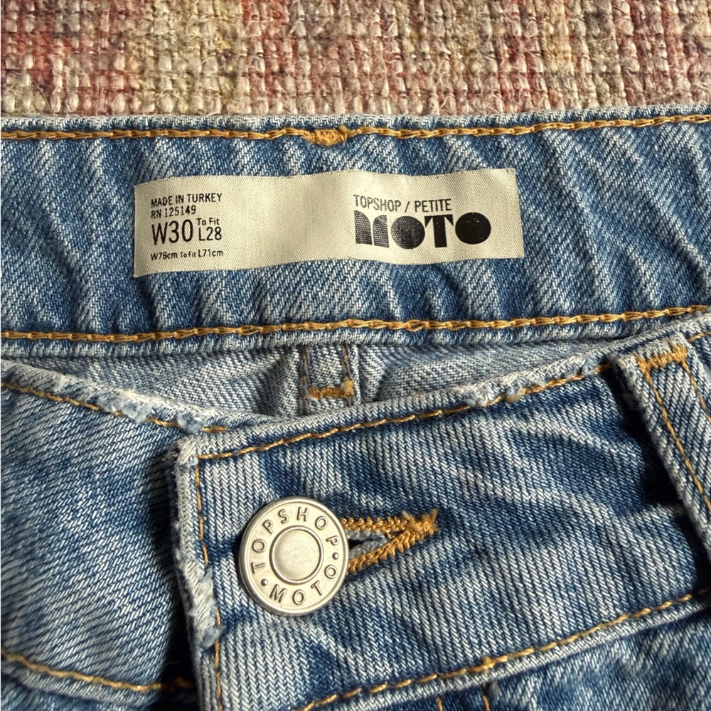 TopShop Petite Moto Women's Wide leg Blue Jeans W30 - Picture 7 of 8